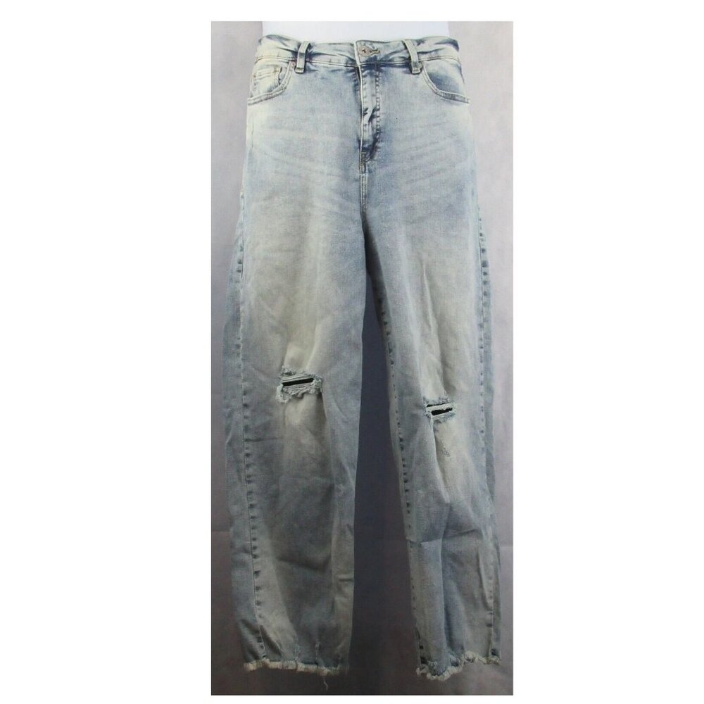INC Women's High-Rise Ripped Straight-Leg Jeans, Light Blue, Size 12 / 31 Waist